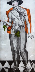 Bellver Fernando, Adan, grabado aguafuerte y collage, coloreado a mano,  numerado bon a tirer y firmado a lápiz, 97x49 cms (14)