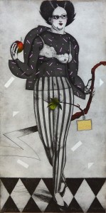 Bellver Fernando, Eva, grabado aguafuerte coloreado a mano,  numerado p-montaje y firmado a lápiz, 97x49 cms  (8)