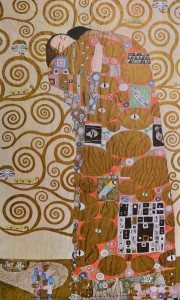 Klimt Gustav - Fullfiltment Cartel original impreso por Galerie Weltz Salzburg, 85,50X52 cms (1)