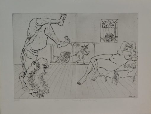 Mordecaï Moreh - "Triumph of woman, the clown" grabado