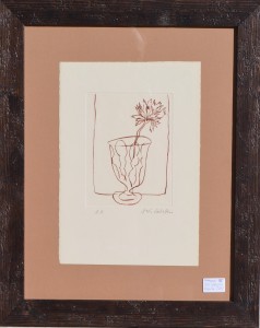 Caballero José  Vaso con flor numerado ea y firmado a lápiz. obra 36x25 cms y enmarcado 57x46 cms (2)
