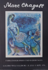 Chagall Marc cartel exposición Galería Welz Salzburg en 1976. 68x47 cms (4)