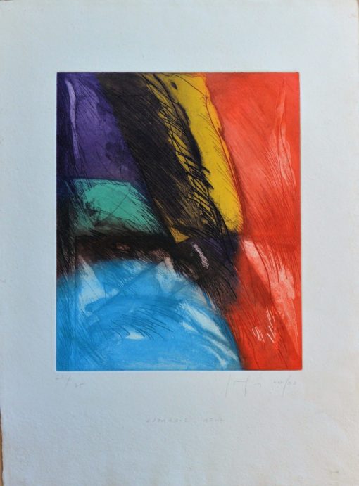 Joaquín Capa - "Estanque azul" Grabado papel artesanal