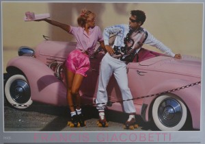 Giacobetti Francis, cartel original, coche rosa, 60x70 cms (2)