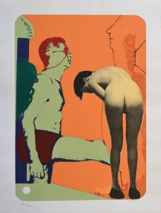 Pagola Javier, Autorretrato con desnudo, Serigrafía, edición 100 ejemplares, numerada, fechada en 2006 y firmada a lápiz, 65X50 cms.  (1)
