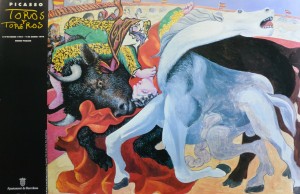 Picasso Pablo cartel original exposición Toros y Toreros en el Museu Picasso Barcelona en 1.993. la muerte del torero. 65x100 cms (4)