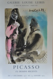 Picasso Pablo cartel original exposición en Galerie Louise Leiris, 172 dessins, 73x48 40 (1)
