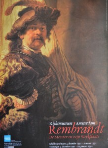 Rembrand van Rijn, cartel original exposición en Rijsmuseum en 1.992. 69x50 cms (2)