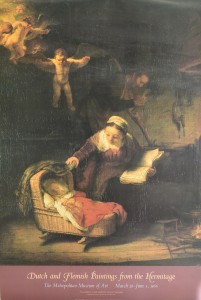 Rembrandt van Rijs, la Sagrada Familia, cartel original exposición en el Metropolitan Museum New York 94x64 30 (3)