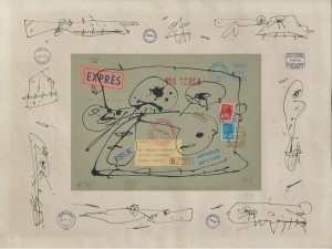 Saura Antonio, Poste centrale I, serigrafía edición 165 ejemplares. obra 59x78 cms. y enmarcado 78x98 cms. numerado y firmado a lápiz (5)