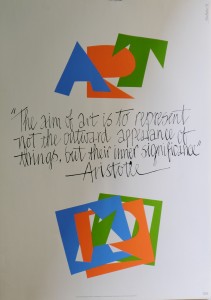 Art IBM, firmado, con frase de Aristóteles, 84x60 cm