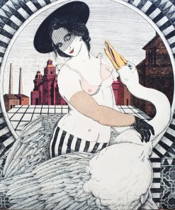 Fernando Bellver - "Leda y el cisne" grabado aguafuerte