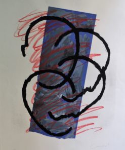 Rafael Canogar 1991 - "Escena urbana 166" mixta con materia y collage