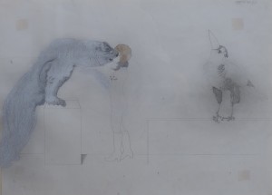 Castillo Jorge, escena de circo, técnica mixta papel firmado 1973, papel 32x45 cms. y marco 51x64 cms. 900 (6)