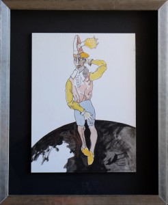 Castillo Jorge, personaje de circo, tinta china y gouasche papel pegado a tabla, enmarcado, dibujo 39x30 cms. y marco 58x48 cms. 1200 (5)