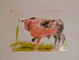 Domingo Manuel, Toro rojo, serigrafía edic. 75 ejemp. 50x65 cms. 90  (9)