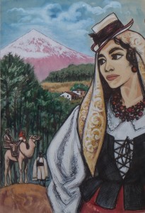 Goñi Lorenzo, Canaria, acuarela papel 32x21 cms. y marco 32x21 cms. 500 (2)