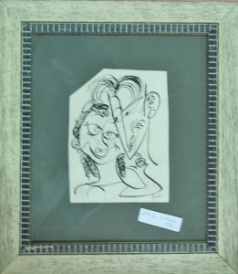 Goñi Lorenzo, pareja, dibujo tinta china, enmarcado, papel 12x9 y marco 25x22 cms  90 (1)