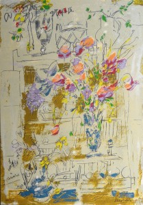 Grau Santos Julián, Jarra con flores lilas, serigrafía edición 75 ejemplares, 46×32,50 cms (3)
