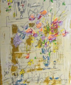 Julian Grau Santos - "Jarra con flores lilas" serigrafía