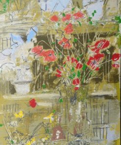 Julian Grau Santos - "Jarra con flores rojas" serigrafía