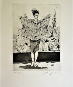 Javier de Juan - "Big News", grabado aguafuerte