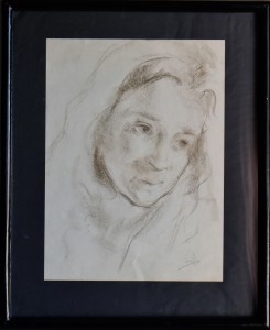Juan Vicente Barrio, Juanvi dibujo carboncillo papel, cabeza de mujer joven 40x30 cms. y marco 55x45 cms. 290 (4)