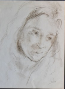 Juan Vicente Barrio, Juanvi dibujo carboncillo papel, cabeza de mujer joven 40x30 cms. y marco 55x45 cms. 290 (5)