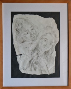 Juan Vicente Barrio Juanvi dibujo carboncillo papel cortado, 36x27 y marco 52x42 290 (1)