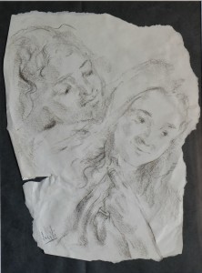 Juan Vicente Barrio Juanvi dibujo carboncillo papel cortado, 36x27 y marco 52x42 290 (3)