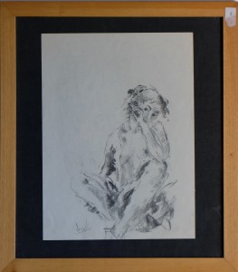 Juan Vicente Barrio, Juanvi, joven sentada, dibujo carboncillo papel 40x30 y marco 53x46 cms. 300 (3)