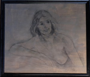 Juanvi, Juan Vicente Barrio, Joven con el torso desnudo recostada, enmarcado, papel 55x65 y marco 62x71, 250--190 (2)