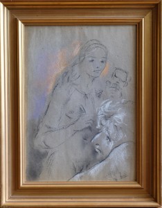 Juanvi, Juan Vicente Barrio, escultora, carboncillo papel, 50x36 cms y marco 65x51 cms. 400 (6)