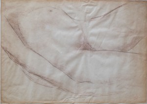 Juanvi, Juan Vicente Barrio, estudio mujer tumbada, carboncillo papel, 39x55 cms y marco 54x69 cms. 220 160 (1)