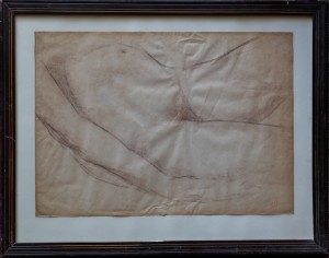 Juanvi, Juan Vicente Barrio, estudio mujer tumbada, carboncillo papel, 39x55 cms y marco 54x69 cms. 220 160 (3)
