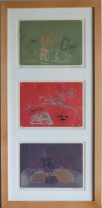 Lorenzo Antonio III 3 serigrafías 13x18 cms. cada una en un mismo marco. Medidas marco 52x25,50 cms.  (13)