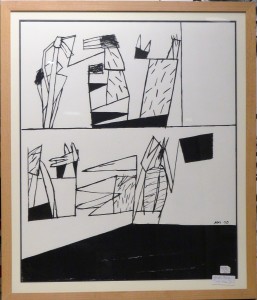 Moya Adrián, Composición abstracta I, tinta china papel, enmarcado, 64x55 cms (10)