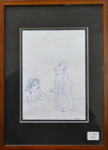 Pagola Javier, Priapo, técnica mixta papel, enmarcado, dibujo  cms. y marco 35x26 cms. 190  (1)