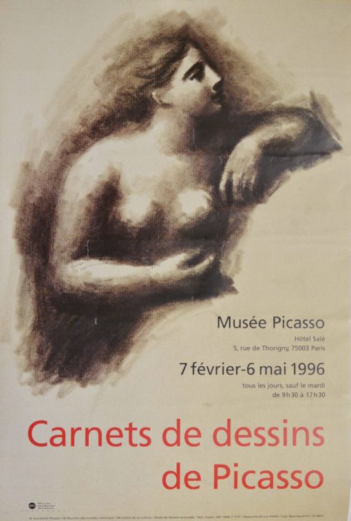 Pablo Picasso - "Buste de femme" cartel original exposición Carnet de dessins en el Musée Picasso Paris en 1996