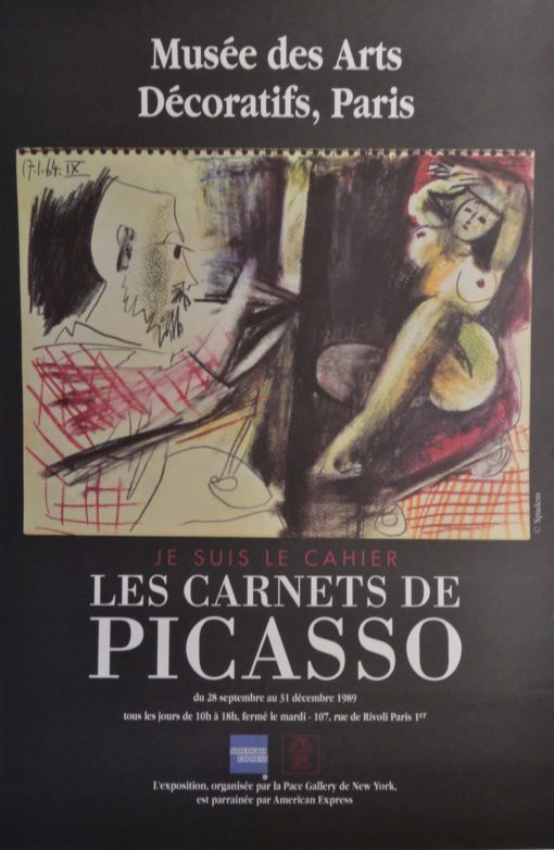 Pablo Picasso - "Les Carnets de Picasso" cartel original exposición en el Musée des Arts Decoratives París en 1.989