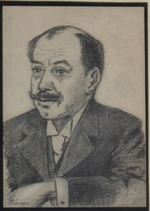 Pinazo Martinez José, dibujo carboncillo personaje del Ateneo de Valencia III, dibujo 12x8,50 y marco 34x26,50 (2)
