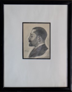 Pinazo Martinez José, dibujo carboncillo personaje del Ateneo de Valencia IV, dibujo 11,50x8,50 y marco 30x24 cms (1)