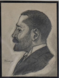 Pinazo Martinez José, dibujo carboncillo personaje del Ateneo de Valencia IV, dibujo 11,50x8,50 y marco 30x24 cms (2)