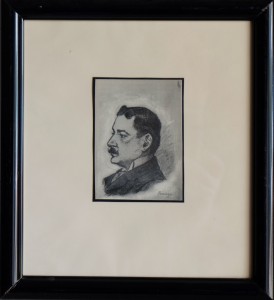 Pinazo Martinez José, dibujo carboncillo personaje del Ateneo de Valencia V, dibujo 11,50x8,50 y marco 29x26,50 (1)