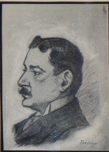 Pinazo Martinez José, dibujo carboncillo personaje del Ateneo de Valencia V, dibujo 11,50x8,50 y marco 29x26,50 (2)