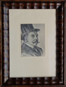 Pinazo Martinez José, dibujo carboncillo personaje del Ateneo de Valencia VI, dibujo 11,50x8,50 y marco 31x23,50 cms (1)