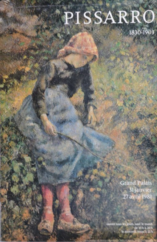 Camille Pissarro - "Jeune fille a la baguette" cartel original exposición en el Grand Palais Paris en 1.981