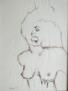 Qijano Cinabrio, Torso mujer, tinta papel 67x52 cms. 120 60 (5)