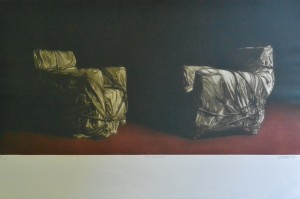 Urdabeytia Ramiro, diálogo, grabado edición 125 ejemplares, firmado y numerado a lapiz plancha 38x76 y papel 50x76 (2)