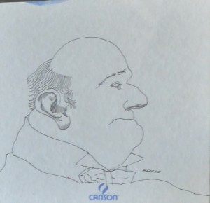 Alcorlo Manuel, cabeza hombre calvo, dibujo tinta china cartulina, 14,5x14,5 y marco 31x28 cms. 150 (1)
